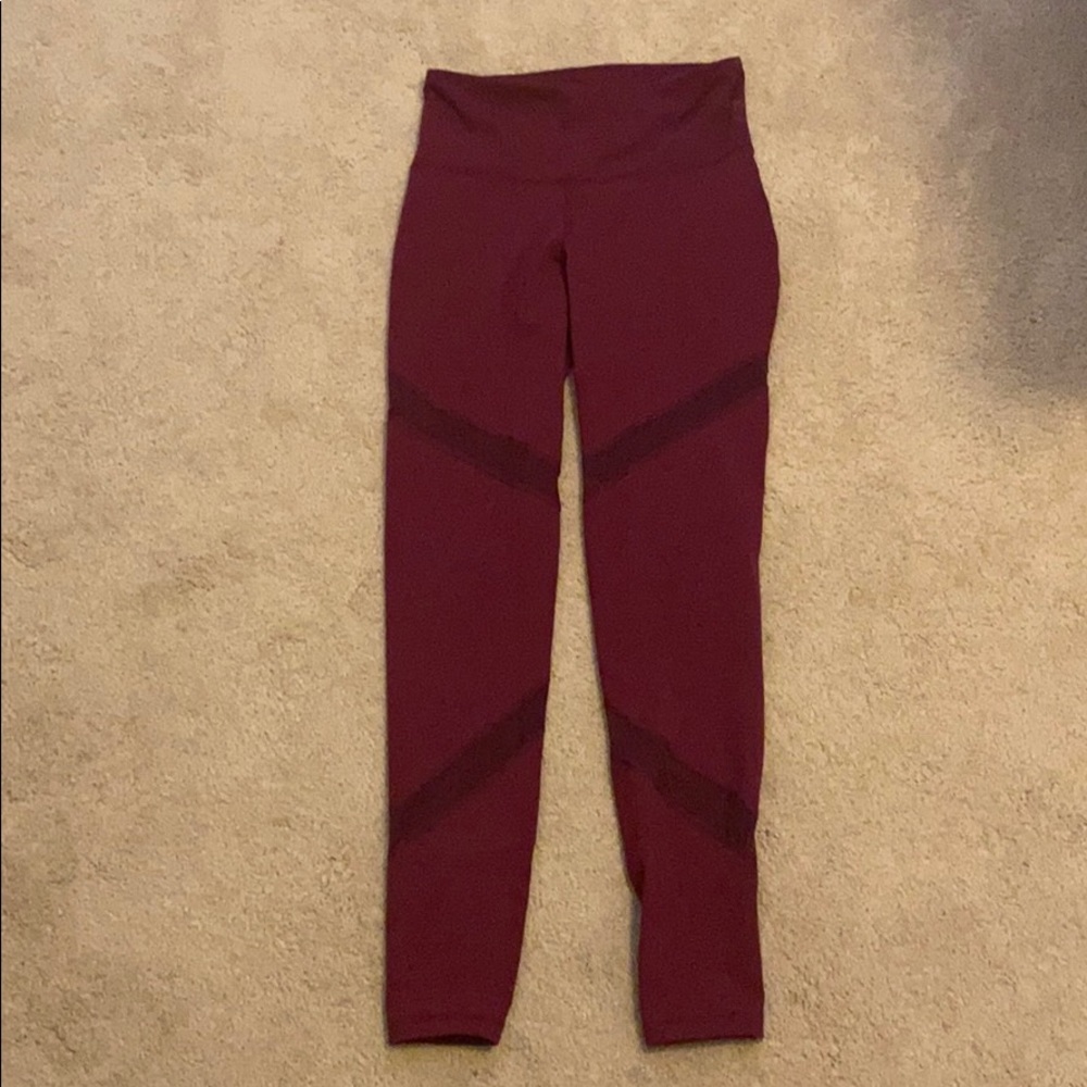 maroon leggings with mesh cut outs